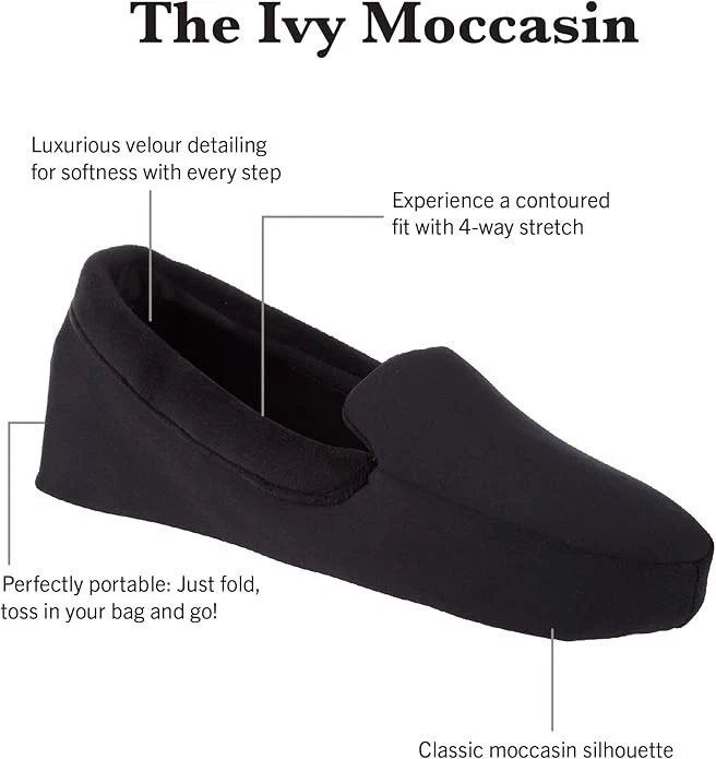 Mocasín sin cordones de terciopelo spandex sin caja isotoner negro L (8-9) $40 1C440 Foto 2 de 4