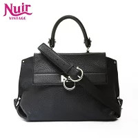 Salvatore Ferragamo Gancini Sofia Leather Handbag Black