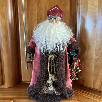 Jena Hall Collectable Santas-Christmas Holiday Doll Folk Old World Paper Mâché