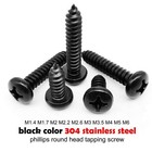 Black 304 Stainless Steel Cross Phillips Pan Round Head Self Tapping Wood Screw
