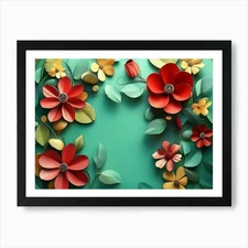3d Illustration Floral Colorful Flo Framed Wall Art Poster Canvas Print Picture