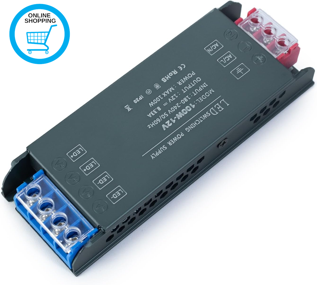 LED Transformer 12V 100W Driver AC 240V to DC 12V 8.33A, Ultra Slim Low Volt Pow
