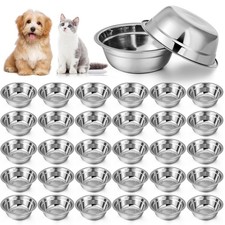Stainless Steel Dog Bowls 30 PCS 10 oz Bulk Metal Food Water Container Crate