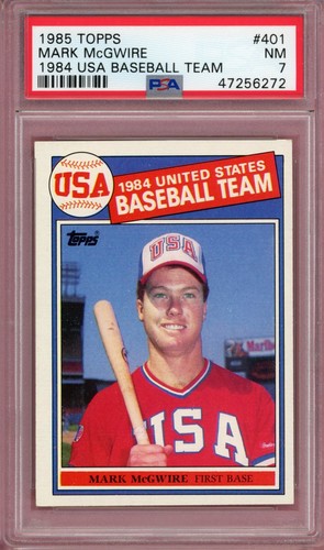1985 Topps #401 Mark McGwire 1984 USA Baseball Team Baseball Card PSA NM 7