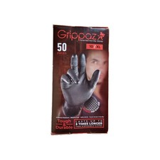 Grippaz Skins Fishscale Nitrile Gloves Black Grip Heavy Duty Mechanics Workshop