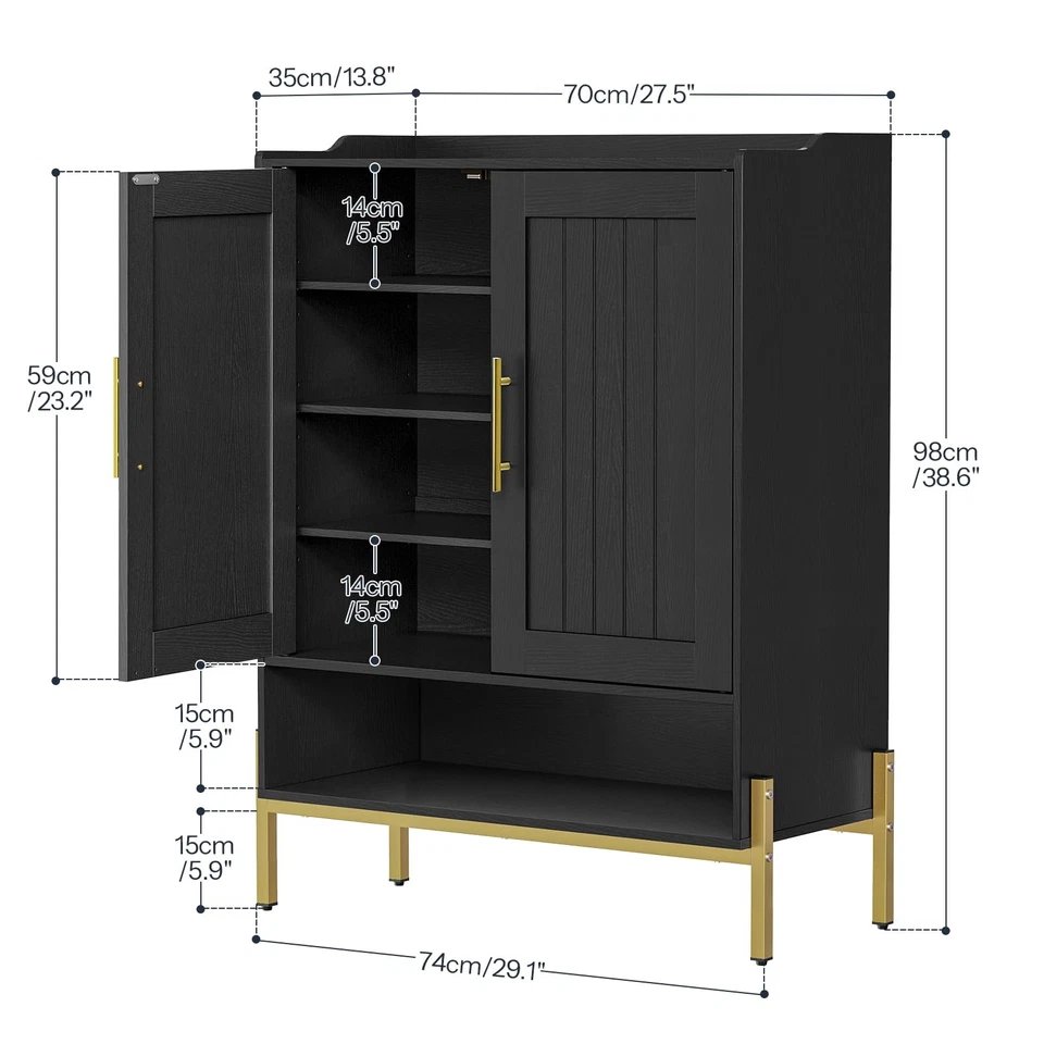 Zapatero, Organizador de Almacenamiento de Zapatos de 5 Niveles con Puertas, Zapatero de Madera S... Foto 3 de 4