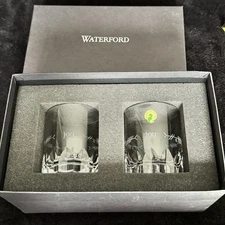 Waterford Crystal OGHAM JOY Double Old Fashioned Glass Pair  2Pc  12oz Ea NWB