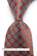New Classic Polka Dot Brown Blue JACQUARD WOVEN 100% Silk Men's Necktie Tie