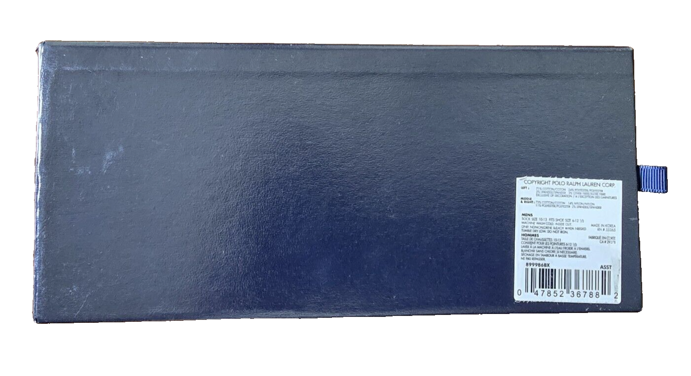 PONY Calzini Polo Ralph Lauren 3 paia nuovi con scatola regalo scarpa multicolore misura 6 121 2