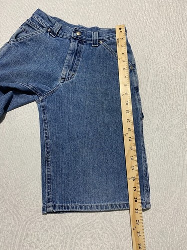 Vintage Lee Carpenter Jean Shorts Boys Size 12 Blue Denim Wide Leg Baggy Y2K - Picture 10 of 11