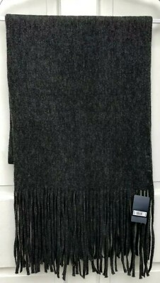 NWT Lucky Brand Oversized Solid Brushed Scarf Charcoal Gray Fringe