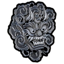 GREY DEVIL embroidered IRON ON 10 INCH MC BIKER PATCH