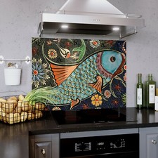 Glass Splashback Kitchen Hob Wall Decor Panel ANY SIZE Fish Mosaic Tiles Pattern