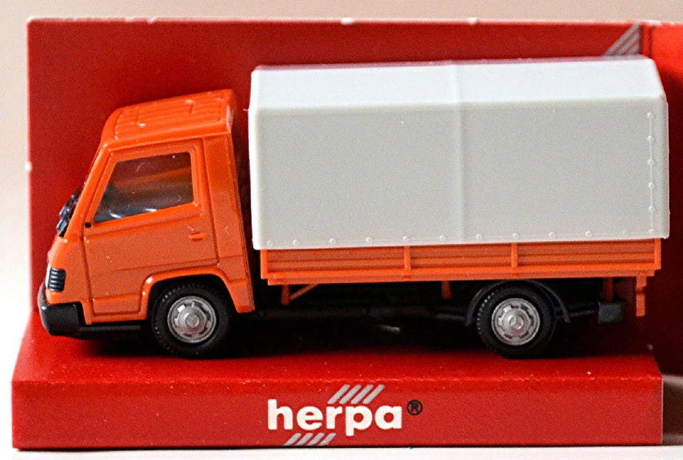 Mercedes Benz 100 D II Cassone Telone 1992-95 Rosso-Arancio 1:87 Herpa 041744 - Immagine 3 di 4