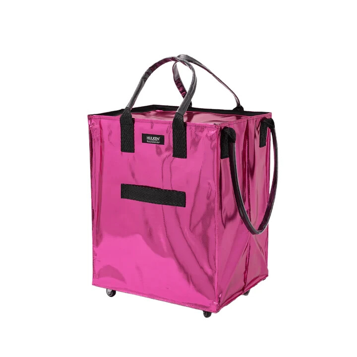 Hulken Large Pink Beauty Blender Rolling Tote with Wheels Reusable Shopping Bag  