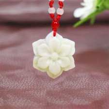 White Jade Hexagonal Flower Pendant Luxury Charms Necklace Jewelry Natural