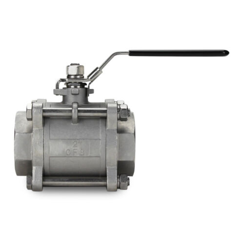 Válvula de bola de puerto completo de 3 piezas de 2", acero inoxidable, SS roscada FNPT, 1000 WOG - Imagen 3 de 8