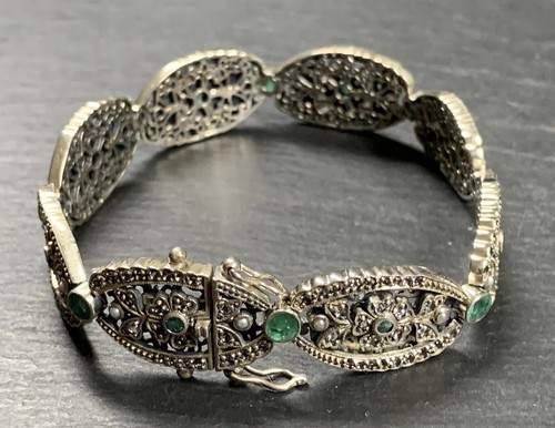Smaragd Armband mit Topas & Perle 925er Silber - Bild 2 von 17