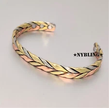PURE Copper Magnetic Bracelet Arthritis Pain Therapy Energy Cuff Tri Color Twist