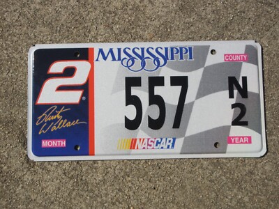 Mississippi Rusty Wallace License Plate MS Nascar Racing Race 557N2