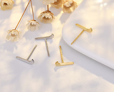 Unisex Punk Silver/Gold/Black Black Hook Nike Right Marked Stud Earrings