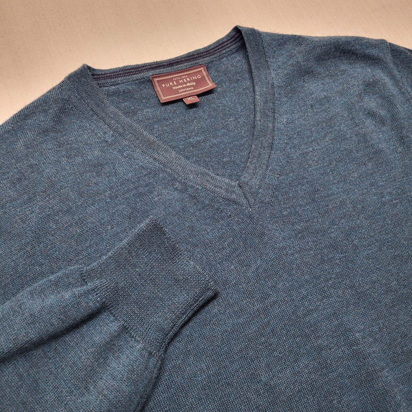 John Lewis Sweater Mens XL Green Pure Merino Wool… - image 2