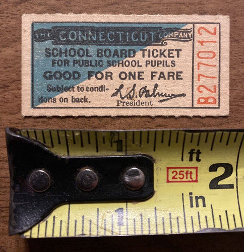 Vintage 1940s The Connecticut Company School Board Trolly Railway Ticket P6a - Imagen 9 de 11