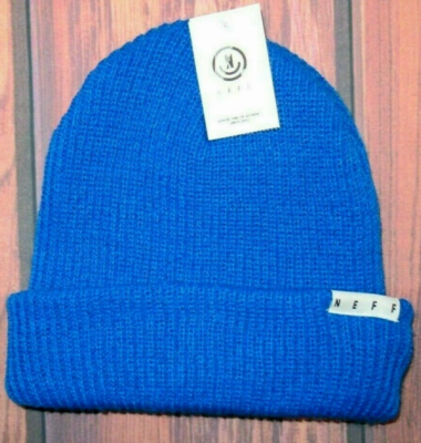 MENS NEFF AZURE BLUE FOLD BEANIE HAT ONE SIZE