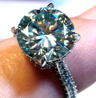 RAR! GROSSER 5,55 ct ECHTER SEHR FEUERFARBENWECHSEL MOISSANIT RING 925 SILBER.6,25