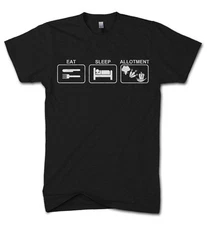 Eat Sleep Allotment T Shirt Mens Womens Kids Gardening Gardener Plants Gift 