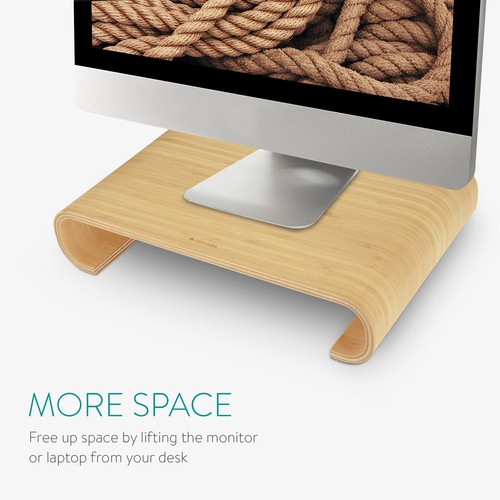 Support de Moniteur avec Rangement en Bois pour Écran PC - Réhausseur en Bois - Photo 3/6