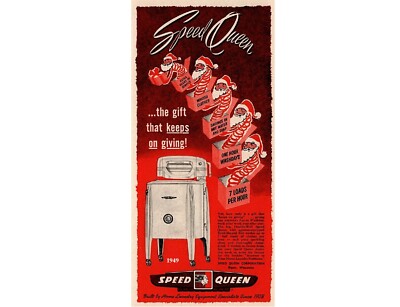 1949  Vintage Speed Queen Washer Dryer Ad Fridge Magnet
