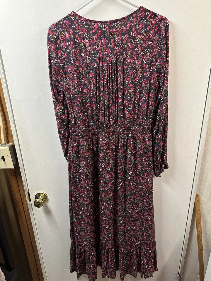 Lucky Brand Women's Dress Medium Boho Long Sleeve Lined Floral Button - Image 3 of 4