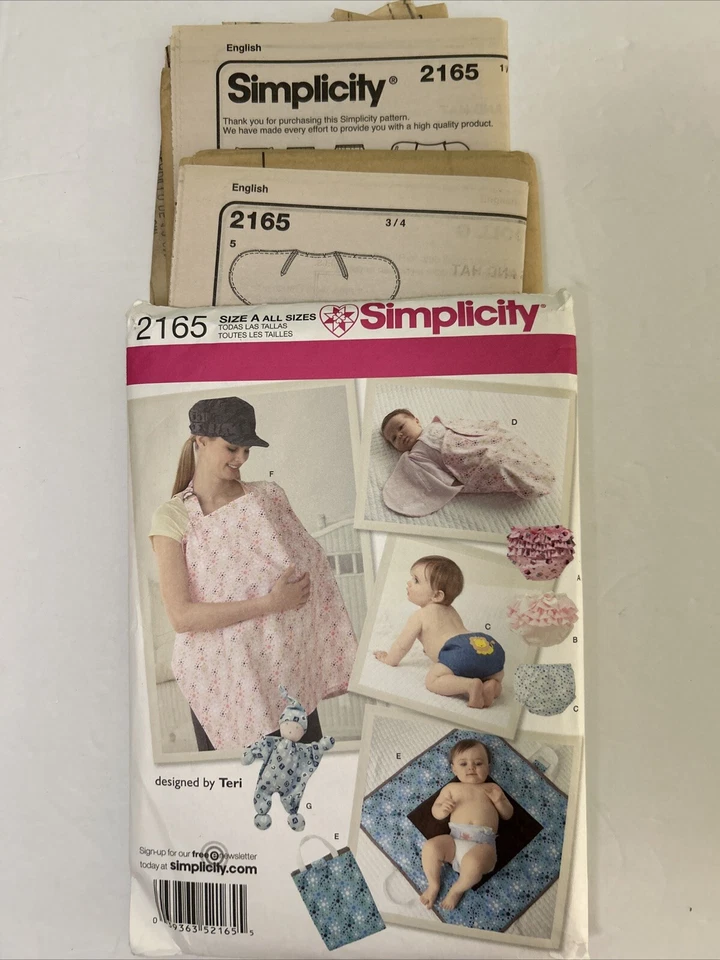 Simplicity Patterns 2291 Baby Clothes Bunting & 2165 Nursing Diaper Covers Uncut - Image 3 of 4
