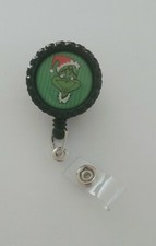 Christmas Grinch Retractable ID Name Badge Holder-Alligator