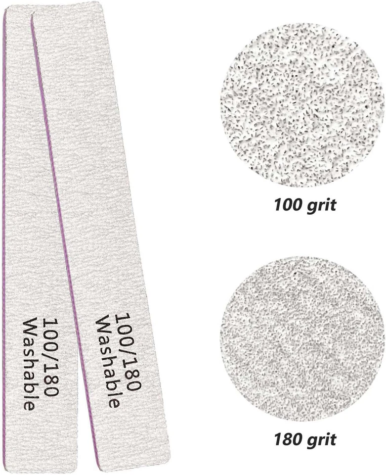 Arquivos e tampões de unhas profissionais 100/180 grãos lixa dupla face (24/48 peças) - Imagem 3 de 4