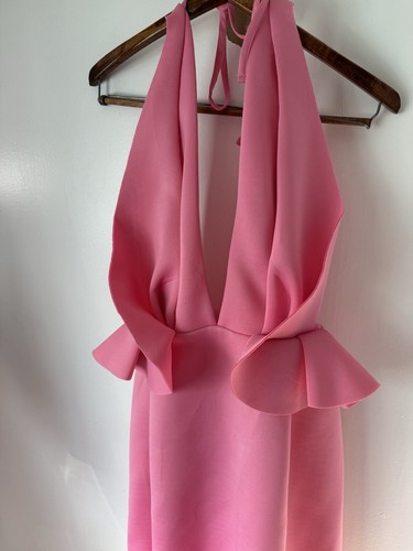 ASOS NEW Bubble Gum Pink Halter Midi Dress “Scuba Like Material” Barbie Costume - Picture 11 of 13