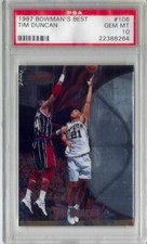 1997 Tim Duncan Bowman's Best #106 PSA10 Gem Mint Rookie
