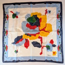 Paoli Vintage Silk Scarf Pixelated Flower