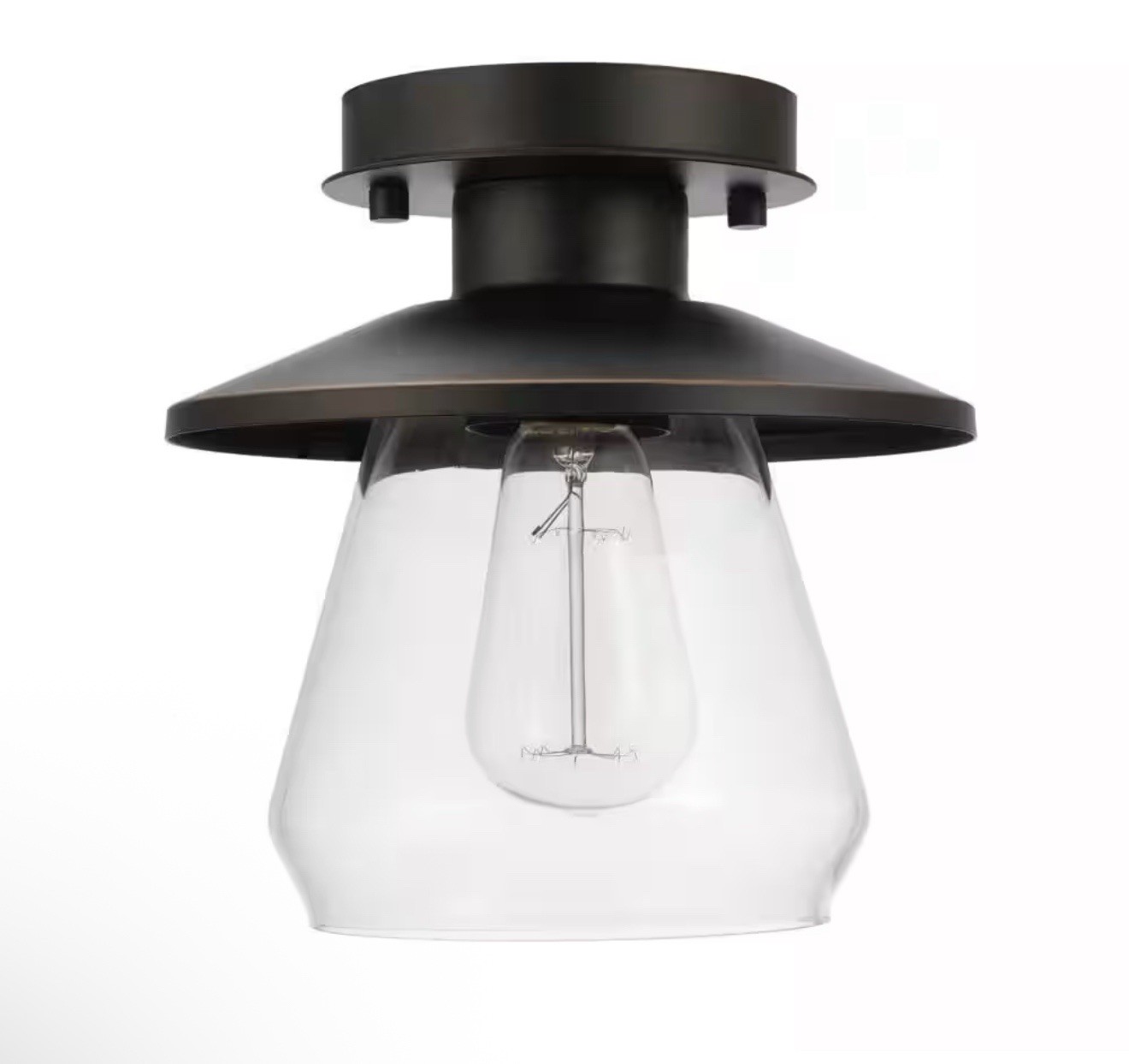 Hampton Bay 1light Oil Rubbed Bronze and Glass Vintage Semi-flush Mount