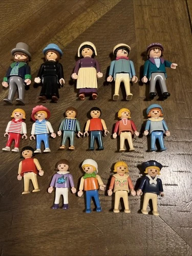 VINTAGE LOT OF 16 PLAYMOBIL GEOBRA 1970s/80s Adult and Kid FIGURES