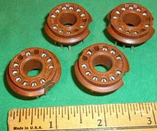 (4) NOS 12-Pin Brown Bakelite Tube Sockets Industrial Electronics Inc.