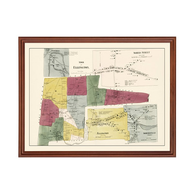 Old Map of Town of Ellington, CT 1869 - Vintage Town of Elli