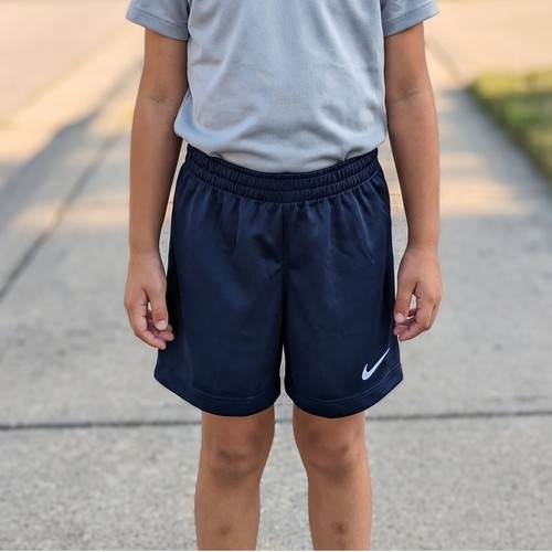 Nike Kids Dri-FIT Athletic Shorts Navy Blue Sport Training 104-110cm