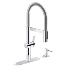 Kohler Koi Pre-Rinse Chrome Pull-Down Kitchen Faucet w/ Sprayer & Dispenser