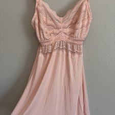 Cosabella Ceylon Modal Curvy Babydoll Pink Chevron Lace Chemise Lingerie S 1417