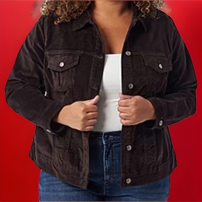 Gloria Vanderbilt Lightweight Corduroy Women s Jacket Coffee Brown 1X  