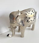 Vintage Style Indian Silver Metal Elephant Pierced Tealight Ornament Decorative