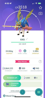 #ad Pokémon Go Zacian XXS $10.00