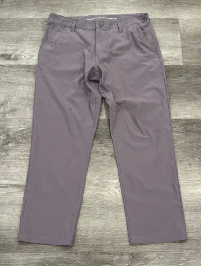 Rhone Commuter Slim Pants Mens 31X27 Purple Gray Performance Tech Stretch Chino
